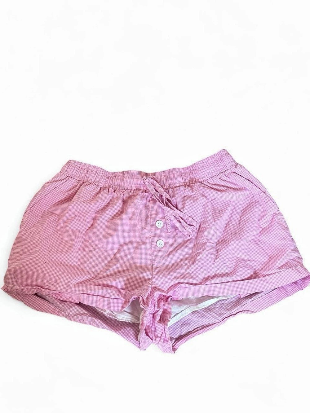 LE LIS Beachside Checkered Shorts Gingham Pink XS